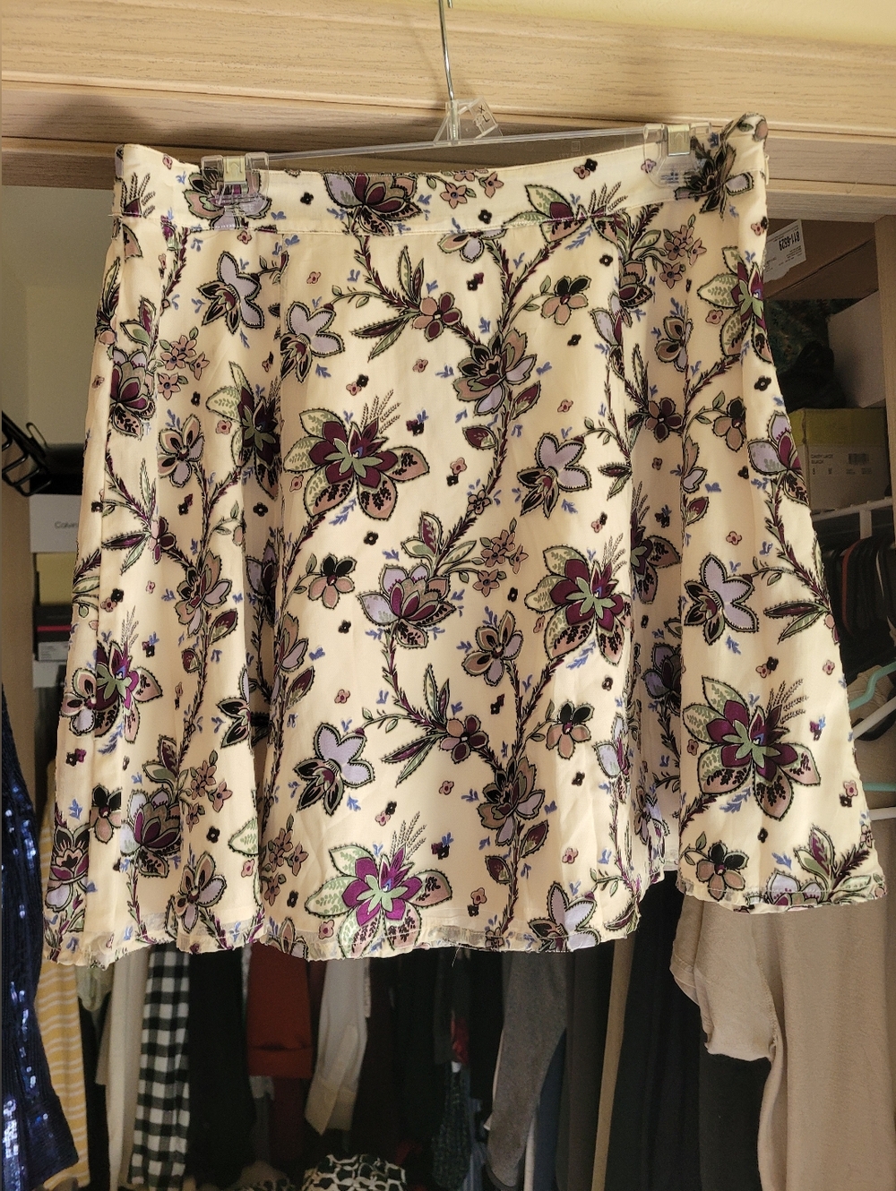 kate spade Cream Floral Mini Skirt with Pink and Green Flowers